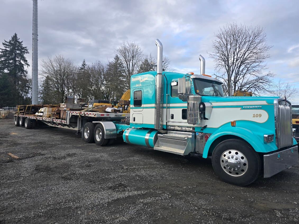 Flatbed truck at a warehouse