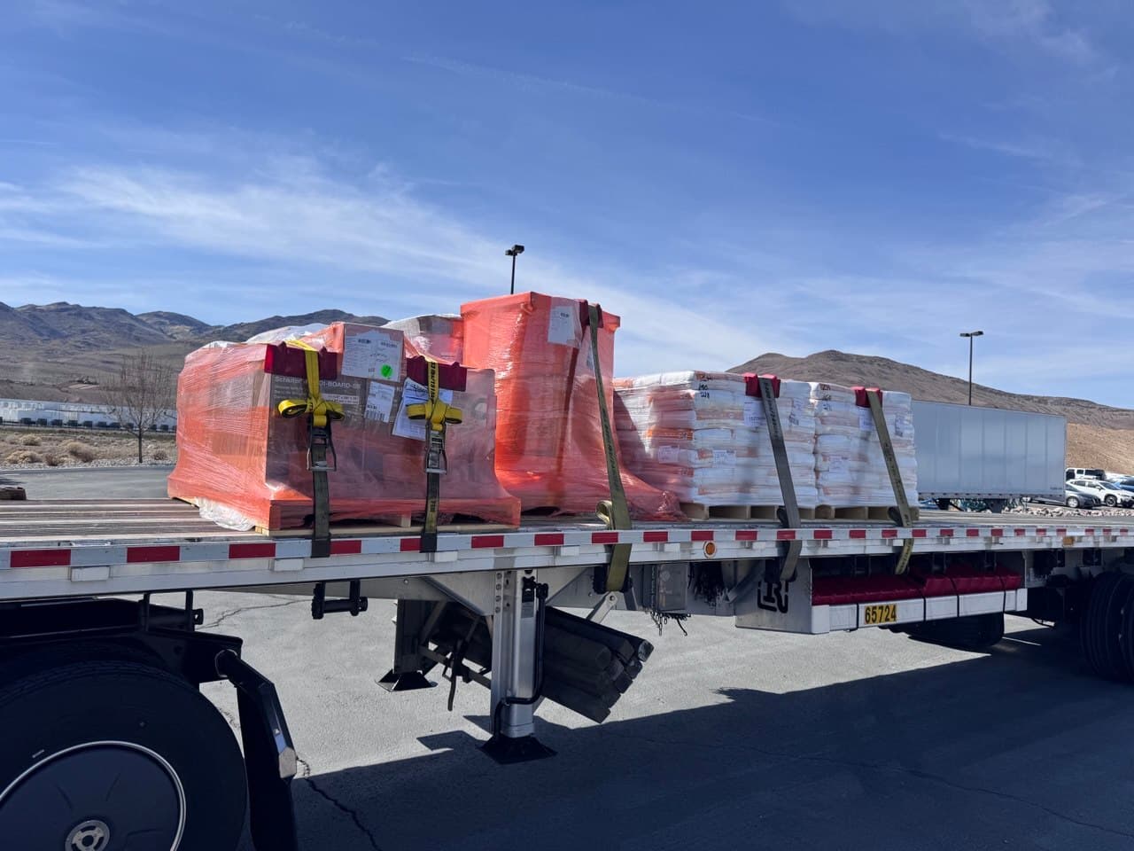 Palletized freight staged for LTL shipment in Nevada